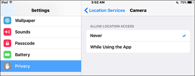 Услуги за локация на iOS камера