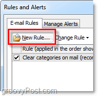 създайте ново правило в Outlook 2010