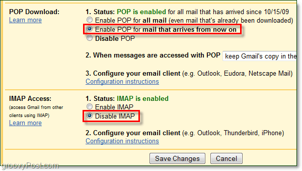 Свържете Gmail с Outlook 2010 с помощта на POP