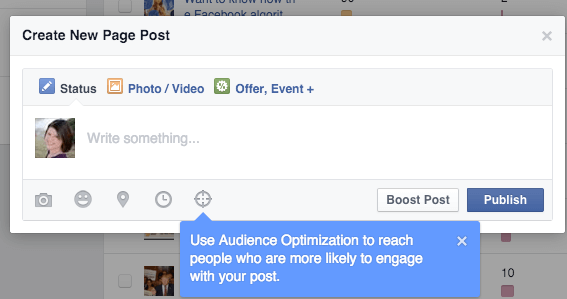 Facebook оптимизация на аудиторията за икони на публикации