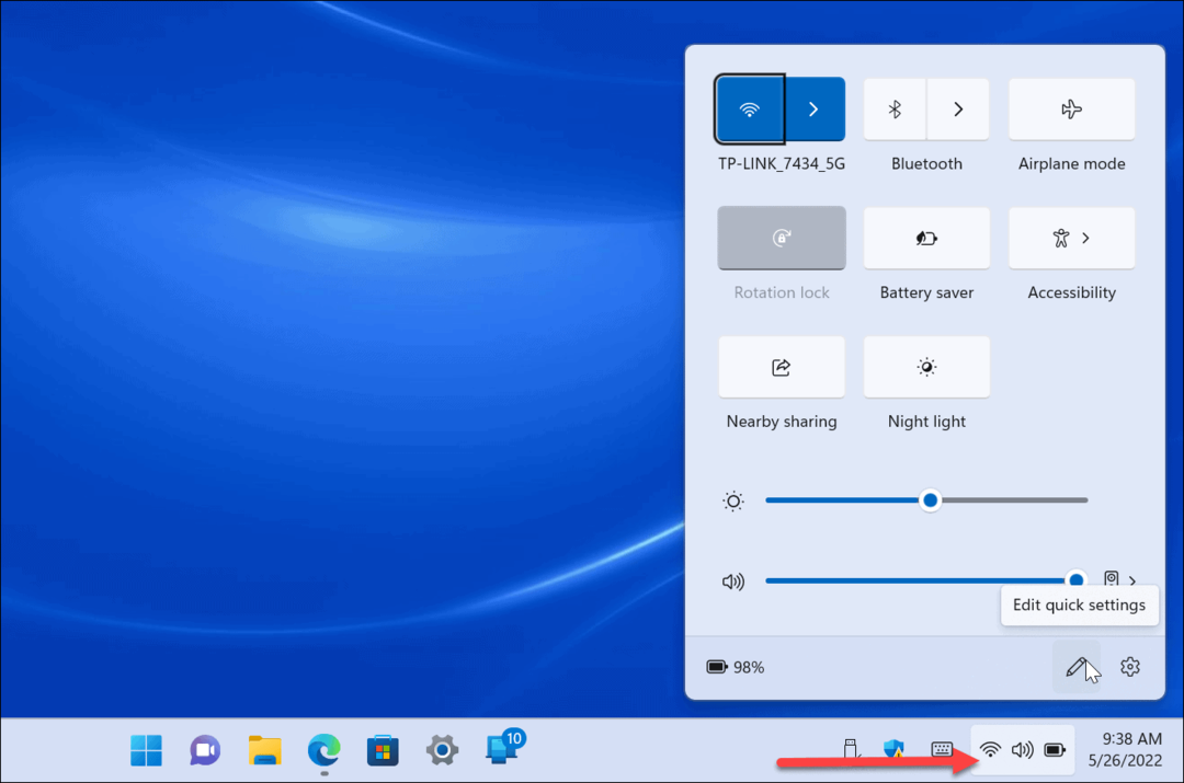 Бързи настройки в Windows 11
