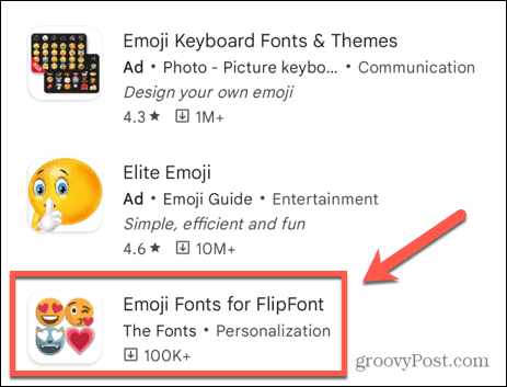 емоджи шрифтове за приложението flipfont