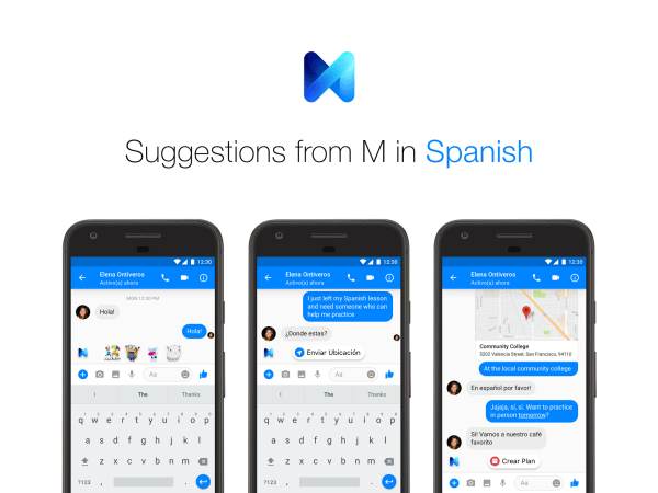 Потребителите на Facebook Messenger вече могат да получават предложения от M на английски и испански.