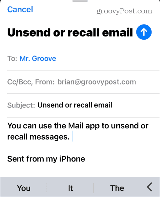 Отменете изпращането на имейл на iPhone или iPad