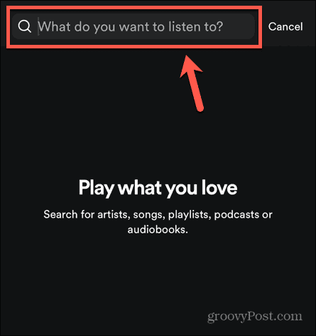 поле за търсене на spotify