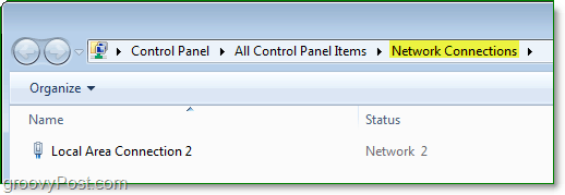 прозореца за мрежови връзки на контролния панел в Windows 7