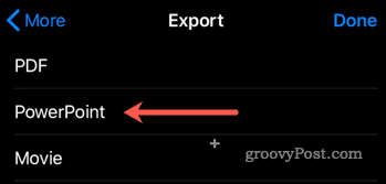 Експортиране от Keynote в PowerPoint на iOS