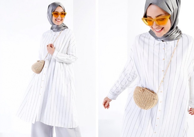 2018 модна тенденция на хиджаб: раирани туники