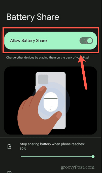 позволи споделяне на батерията