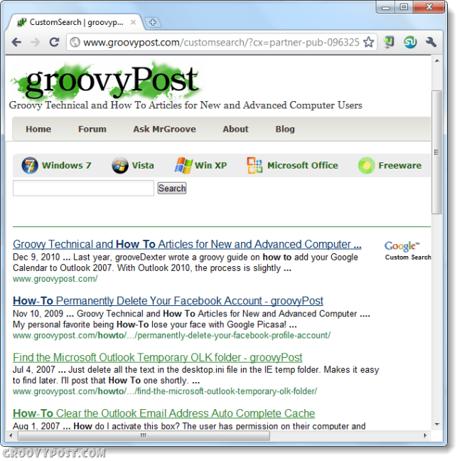 Как да използвате Google Site Search от Chrome Omni Bar