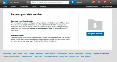архив с данни в linkedin