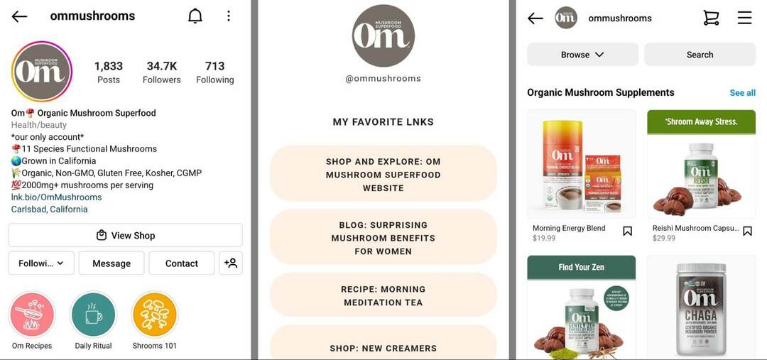 instagram-bio-ommushrooms-e-commerce-example