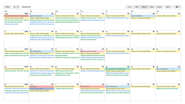 google календар Iical насрочени събития организирани календари студентски подредени