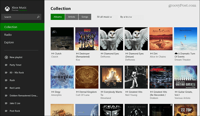Колекция от албуми на Xbox Music App