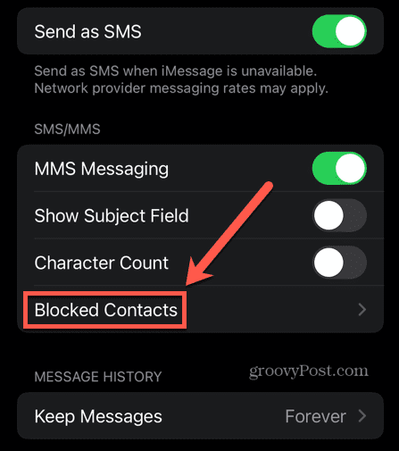 iphone съобщения блокирани контакти