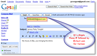 Изпратете txt съобщение чрез имейл клиента GMAIL