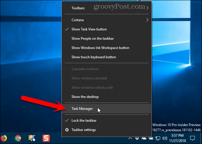 Отворете диспечера на задачите в Windows 10