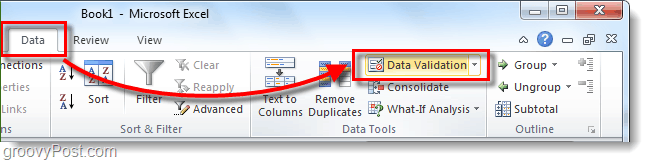 Как да добавите падащи списъци и валидиране на данни в електронните таблици на Excel 2010
