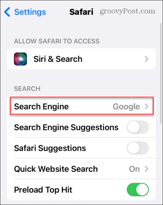 Настройки на търсачката Safari