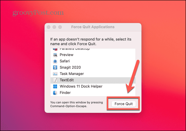 mac бутон за принудително излизане