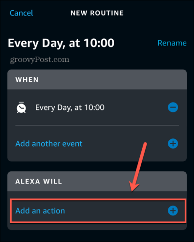 действие за добавяне на приложение alexa