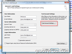 Тествайте настройките на акаунта на GMAIL IMAP в Outlook 2007