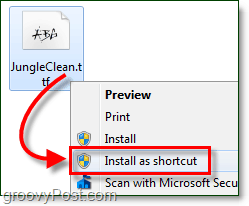 инсталирайте шрифта на Windows 7 като пряк път
