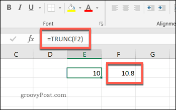 Функцията TRUNC в Excel