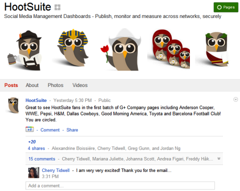 Страници в Google+ - HootSuite