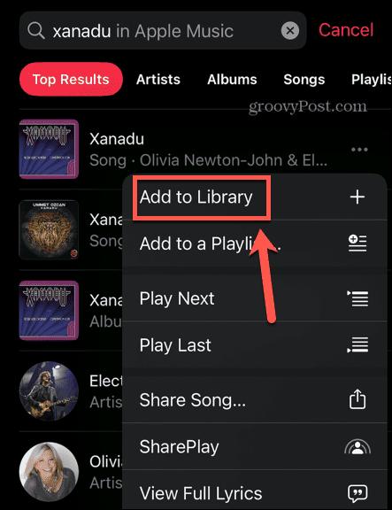 добавяне на музика на Apple към библиотеката