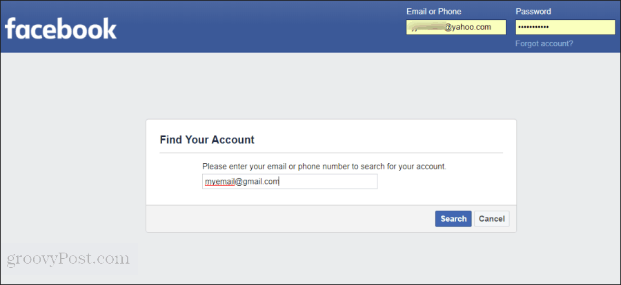 нулиране на парола във фейсбук