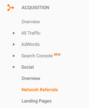 Отворете Мрежови препоръки във вашия Google Analytics, за да намерите трафика на препоръчани от LinkedIn.