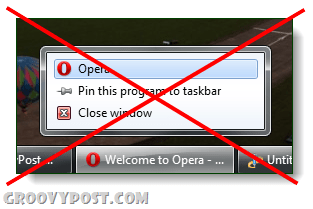 опера не може да прегледа частно от списъка със скокове Windows 7