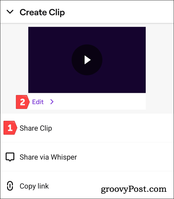 Споделяне или редактиране на клип на Twitch на Android
