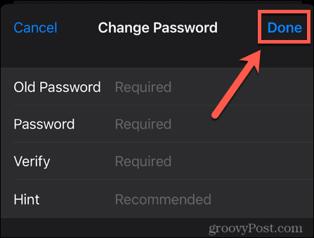 Промяната на паролата на iphone е готова