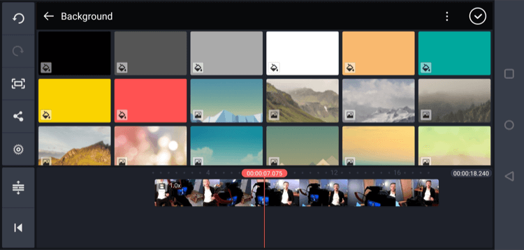 изберете цвят на фона в мобилното приложение Kinemaster
