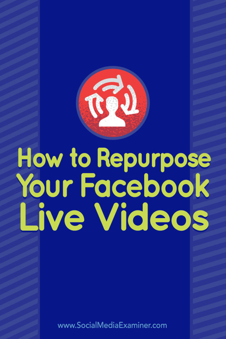 Съвети как да пренасочите видеоклипа си на живо във Facebook за други платформи.