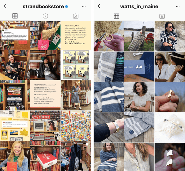 два Instagram профила със сини и жълти тонови филтри