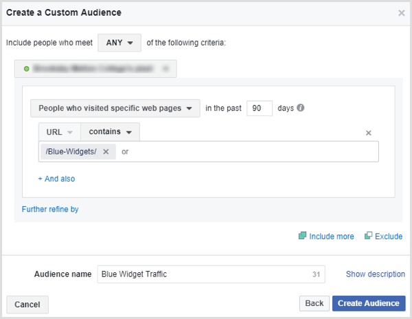 facebook създаване на потребителска аудитория посетители на уебсайта