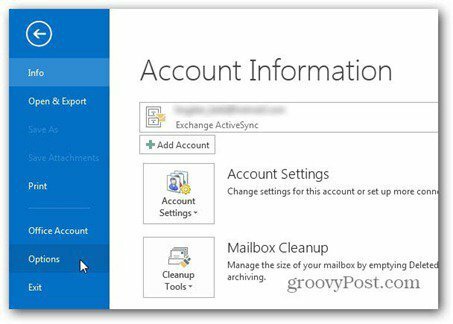 Outlook 2013 използва опции за файл с подпис
