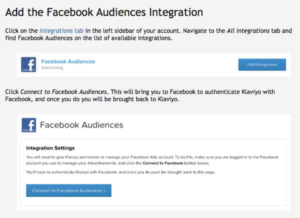 Интеграцията на Klaviyo с Facebook Audiences е лесна за използване.