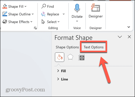 текстови опции на powerpoint