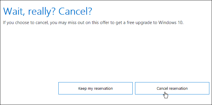 Отказ за Windows 10