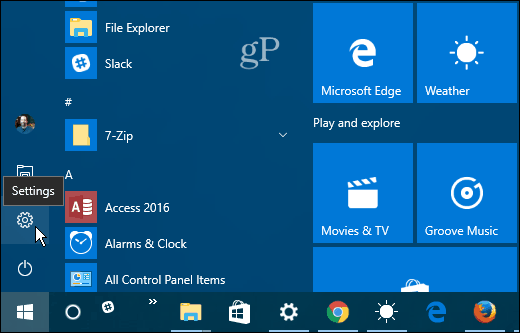 1 Настройки Windows 10 Старт