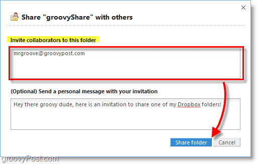Снимка на Dropbox - канете хората да използват вашата папка за споделяне