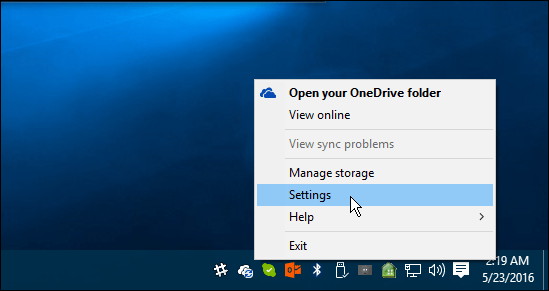Настройки на OneDrive