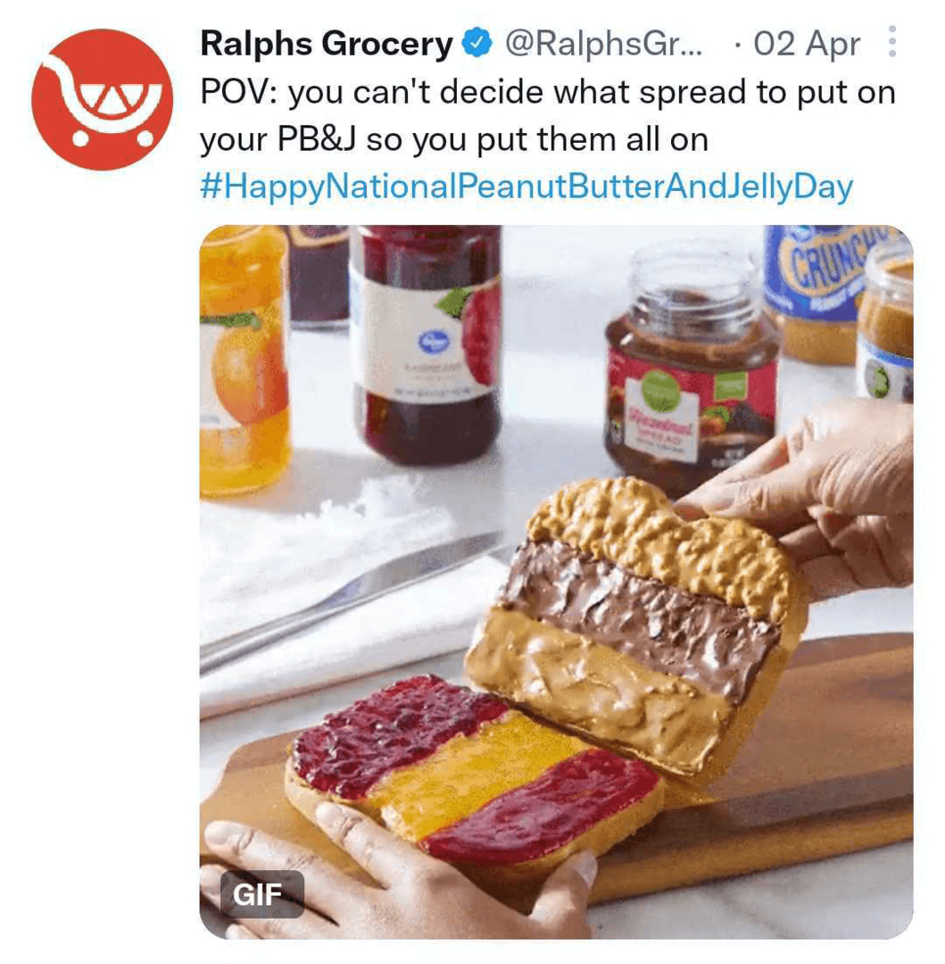 изображение на туит на Ralphs Grocery с GIF