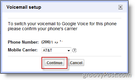 Екранна снимка - Активирайте Google Voice на номер без google
