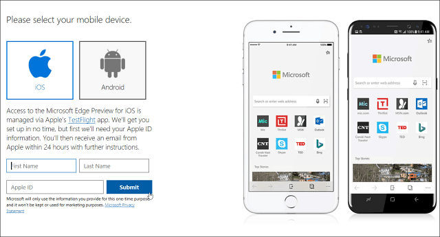 Уеб браузърът Microsoft Edge идва към iOS сега с Android Coming Скоро