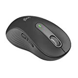 Безжична мишка Logitech Signature M650 L - за големи леви ръце, 2-годишна батерия, безшумни щракания, адаптивни странични бутони, Bluetooth, съвместимост с няколко устройства - графит